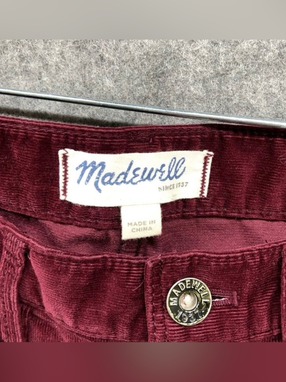 Madewell Corduroy Skinny Pants - Deep Burgundy - Picture 2 of 2
